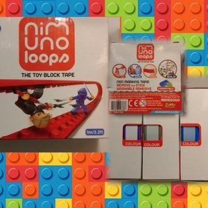 For LEGOS: Nim Uno Loops-Toy Block Tape 3 Boxes-3.2 Feet/Box  Gray/Purple/Blue